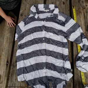 High low button up blouse